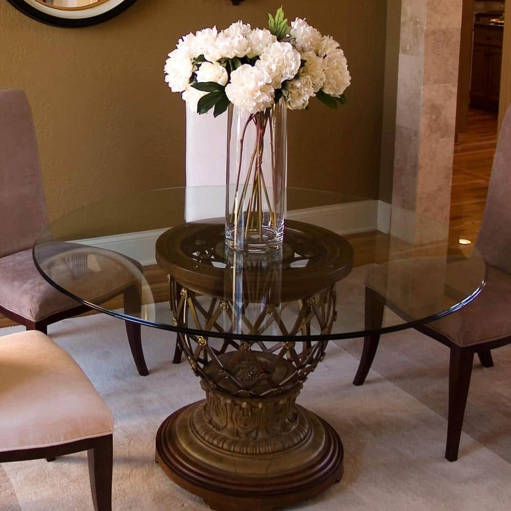 Elegant 26" Round Clear Tempered Glass Table Top with Ogee Edge