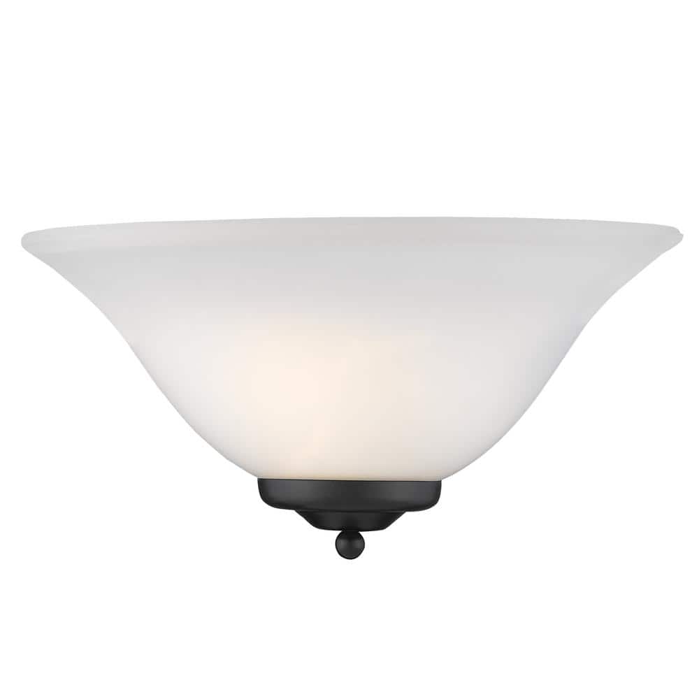 Transitional Black Bronze 13'' Wall Sconce with Opal Glass Shade