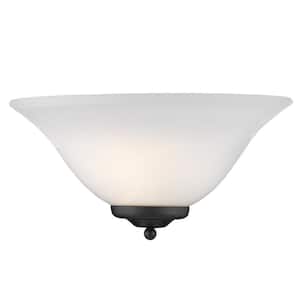 Maddox 1-Light Wall Sconce in Black with Opal Glass