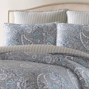 Lancaster Blue Paisley Cotton Comforter Set