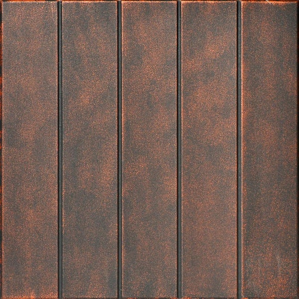 A La Maison Ceilings Bead Board Black Copper 1.6 ft. x 1.6 ft. Decorative Foam Glue Up Ceiling Tile (21.6 sq. ft./case)
