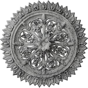 3-1/4 in. x 24-3/4 in. x 24-3/4 in. Polyurethane Lariah Ceiling Medallion, Ultra Pure White Crackle