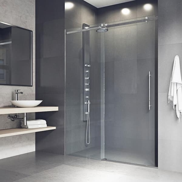 VIGO Luca 56 to 60 in. W x 79 in. H Sliding Frameless Shower