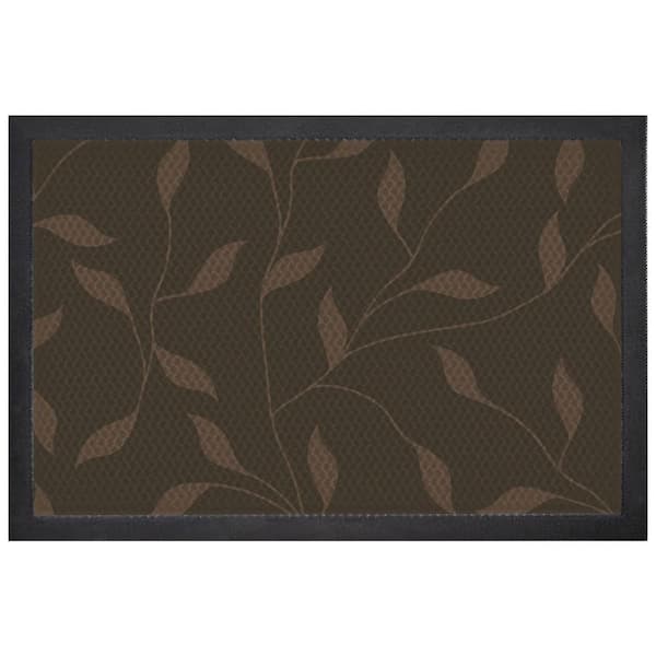 BERNINI FOUNTAINS Aqua Indoor Outdoor Mat Leaves Brown 24 in. L x 5 in. W