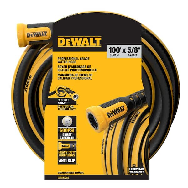 DEWALT 5/8 in. dia x 100 ft. Professional Grade Heavy-Duty Water Hose