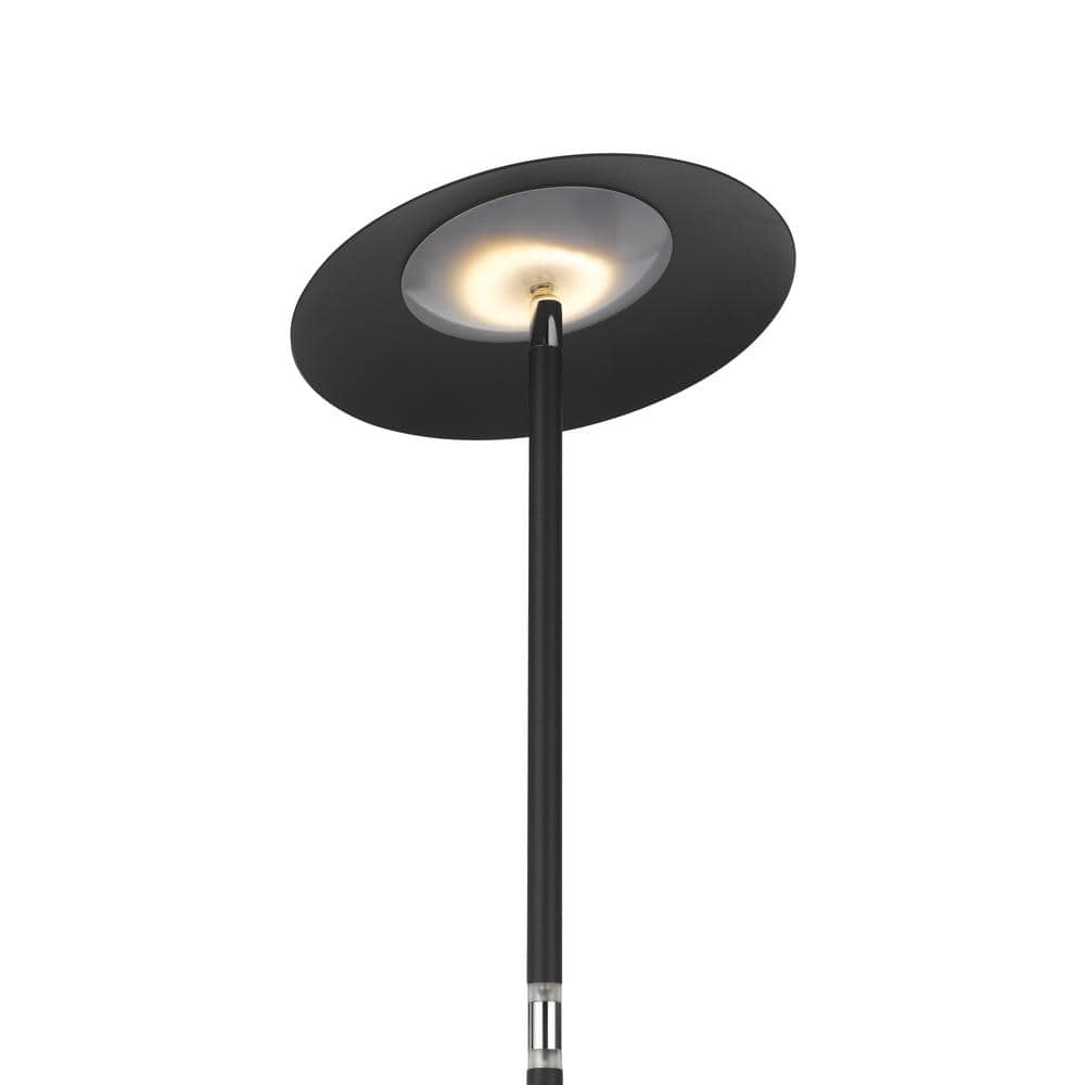 Adjustable Black LED Torchiere Floor Lamp with Touch Dimmer