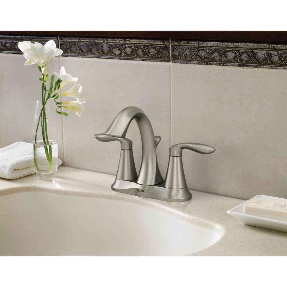 Eva Brushed Nickel 4-Inch Centerset Bathroom Faucet with Drain Assembly