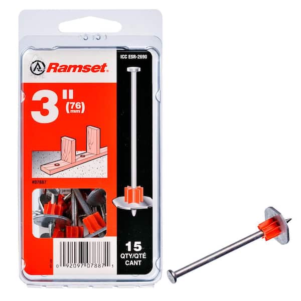 Ramset 3 in. Drive Pins with Washers (15-Pack)