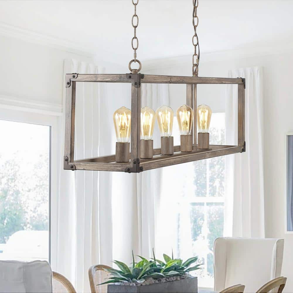 Magnolia Rustic 36" 5-Light Farmhouse LED Pendant in Oil-Rubbed Bronze