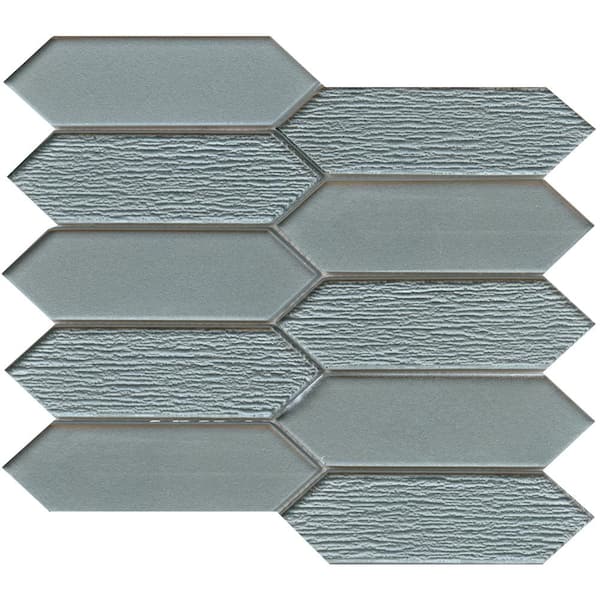 EMSER TILE Picket Blue Glossy 9.53 in. x 10.94 in. x 0.8mm Glass Mesh-Mounted Mosaic Tile (0.71 sq. ft.)