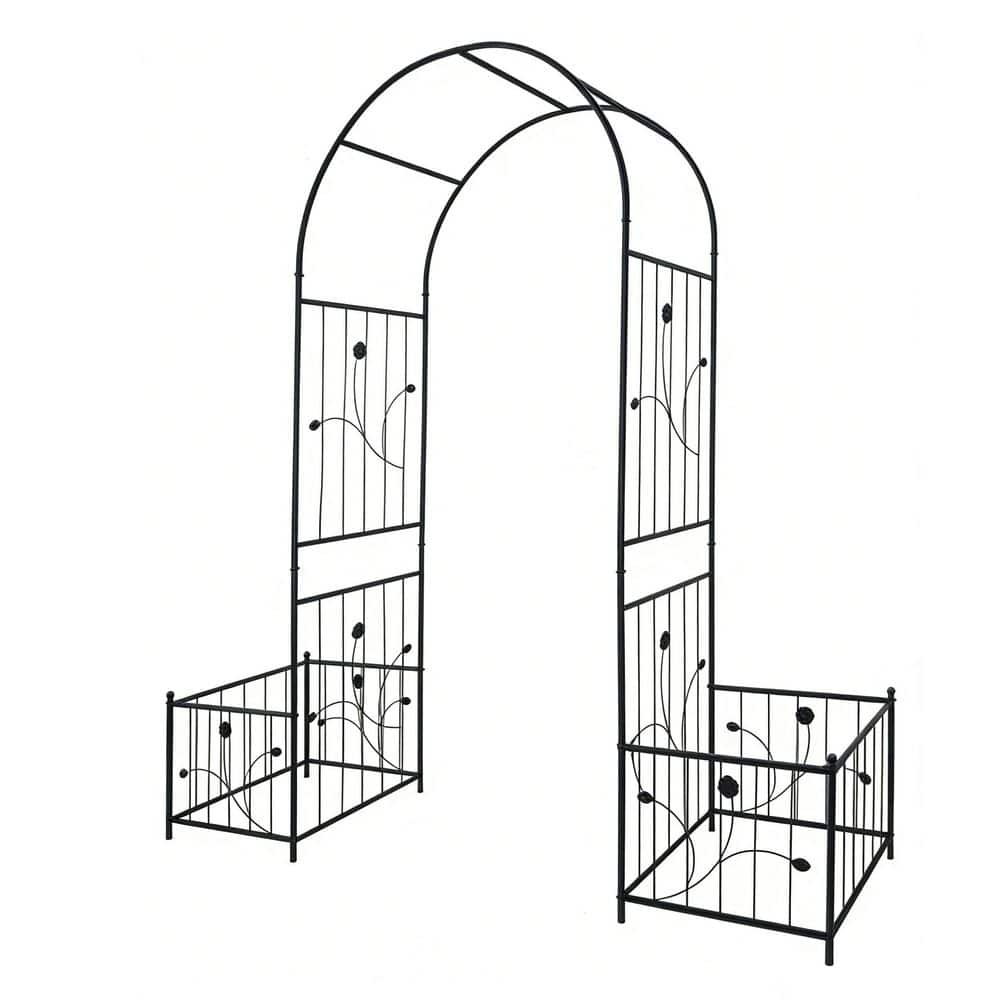 86.6 in. x 79.5 in Decorative Metal Garden Arch with 2 Planter Boxes, Metal Arbor price history on PriceWatchPro