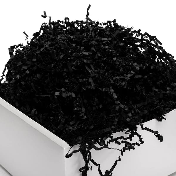 N/A 2 lbs. Crinkle Cut Paper Shred Filler Black 10.47 x 10.39 x 3.19 in. Eco-Friendly Gift Box Basket Bag Cushion Stuffing