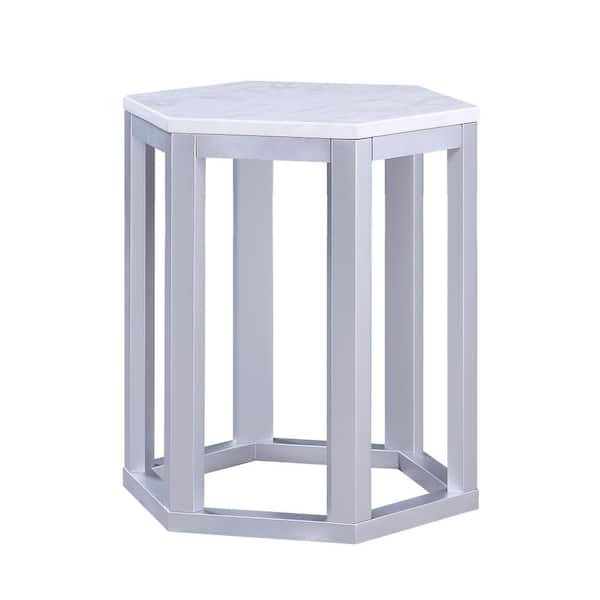 Acme Furniture Reon 2-Piece Marble and Silver Pack End Table