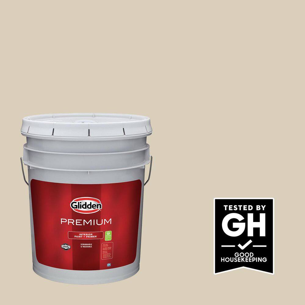 Glidden Premium 5 gal. PPG1097-3 Toasted Almond Satin Interior Latex ...