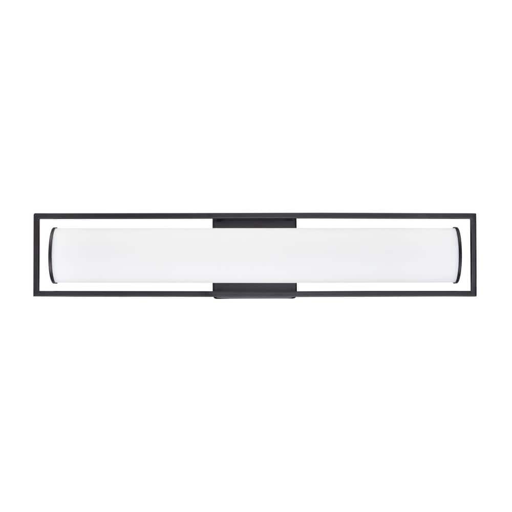 Teylor 24 in. 1 LED-Light Matte Black Vanity-Light with White Shade price history on PriceWatchPro