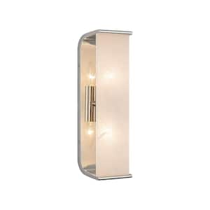 Abbott 15-in 2 Light 60-Watt Polished Nickel/Alabaster Vanity Light