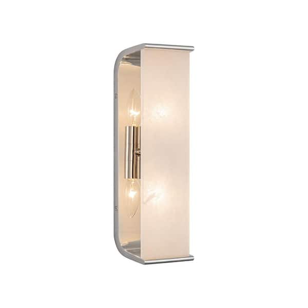 ALORA Abbott 15-in 2 Light 60-Watt Polished Nickel/Alabaster Vanity Light