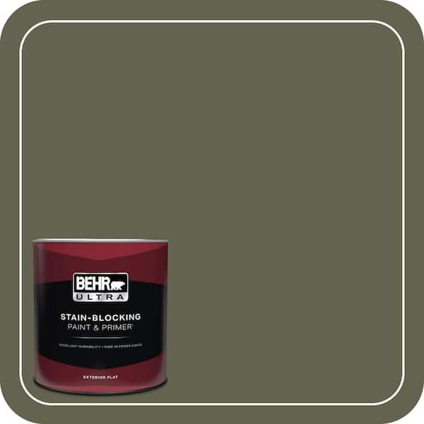 BEHR ULTRA 1 qt. #N350-7A Mountain Olive Flat Exterior Paint