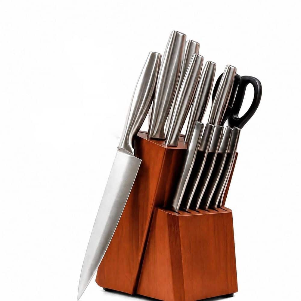 15-Piece High Carbon Stainless Steel Kitchen Knife Set with Wooden Block and Built-In Sharpener price history on PriceWatchPro