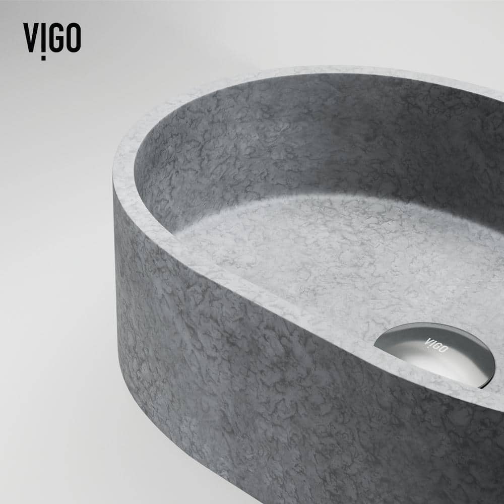 Giralda Gothic Gray Stone Oval Vessel Bathroom Sink
