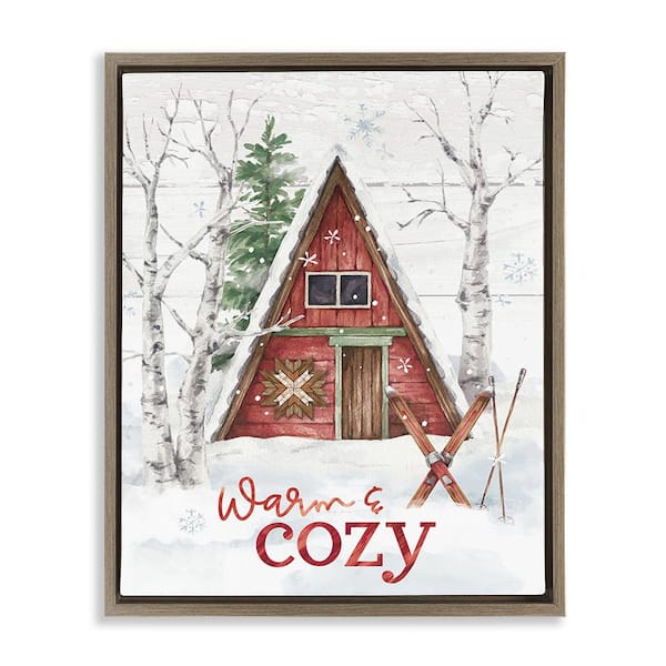 Stupell Industries Warm and Cozy Cabin by Courtney Morgenstern 1-Piece Floater Frame Graphic Print Typography Art Print 21 in. x 17 in.