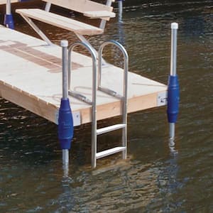3-Step Wide-Rung Aluminum Dock Ladder with Slip-Resistant Rungs for Seawalls and Stationary Boat Dock Systems