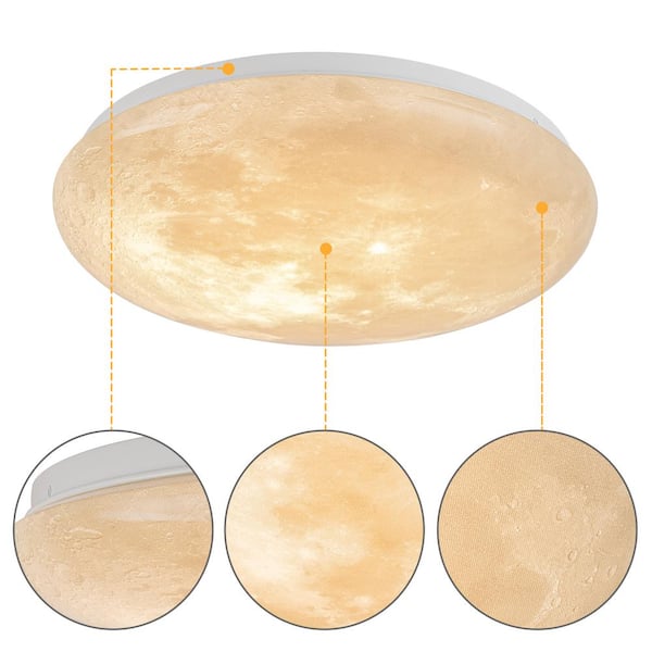 C Cattleya 15 in. Dimmable Moon LED Flush Mount Ceiling Light