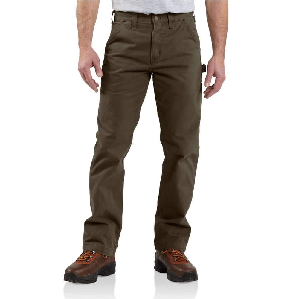 Carhartt Men's 35 in. x 30 in. Dark Coffee Cotton Washed Twill Dungaree  Relaxed Fit Pant B324-DFE - The Home Depot