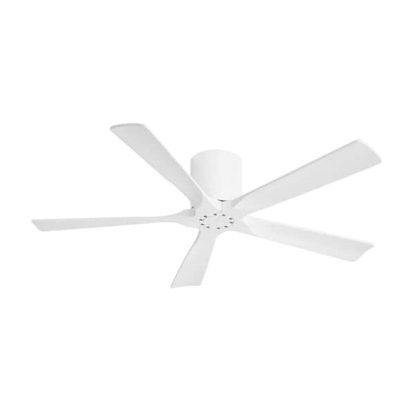 52 in. (4.3 ft. ) Indoor Flush Mount Ceiling Fan without Light, 5 Solid Wood Blades, White