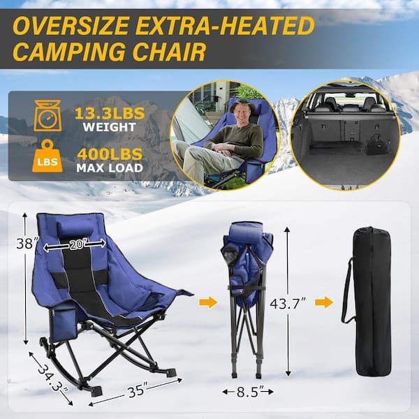 SEEUTEK Heated Camping Rocking Chair, Dual-Zone 3-Level Heated