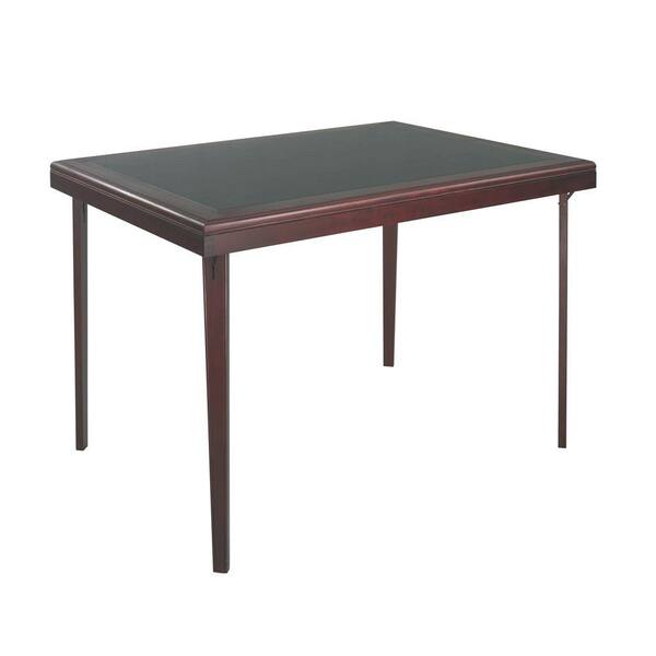 Cosco 32 in. x 44 in. Brown Wood Folding Table with Vinyl Inset