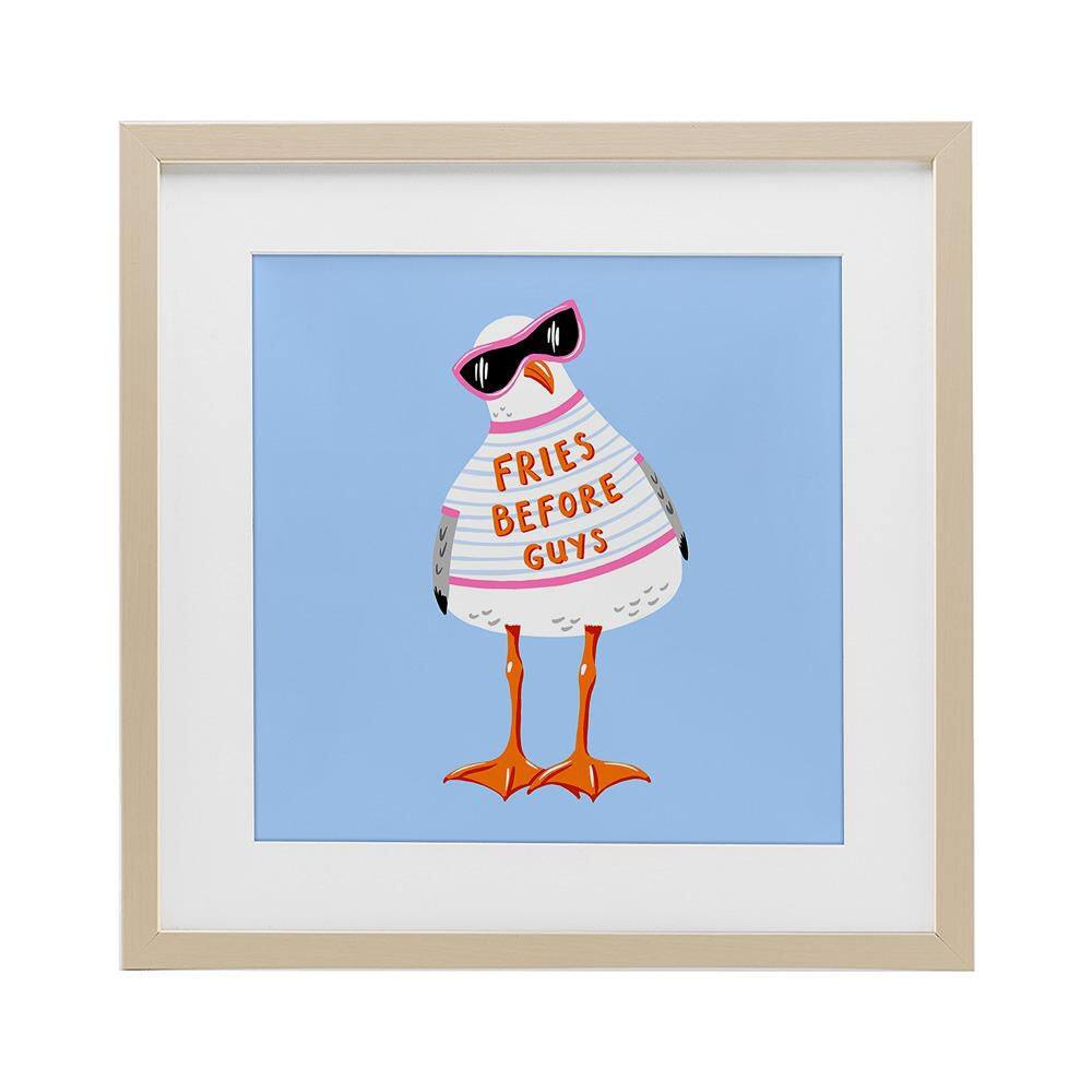 Fries Before Guys Seagull by Bex Morley Design 1 Piece Birch Under Glass Framed Animal Graphic Art Print 16 in. x 16 in. price history on PriceWatchPro