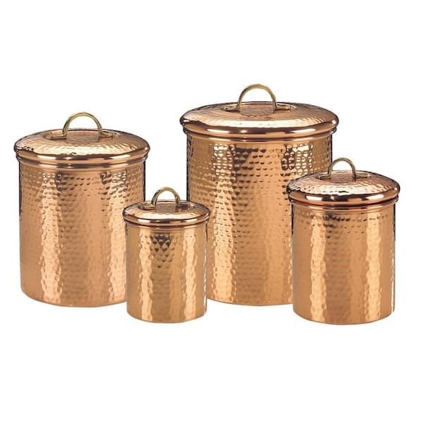 Old Dutch Decor Copper Hammered Canister Set (4-Piece)