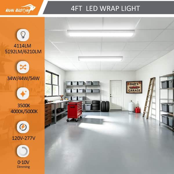RUN BISON 4 ft. 10 in. 6210 Lumens Integrated LED Dimmable White