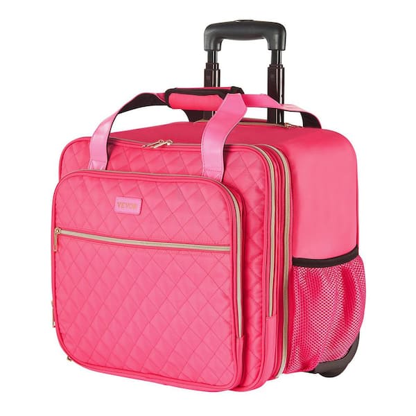 VEVOR Rolling Laptop Bag Fits Up to 17.3 in. Laptop Wheeled Briefcase Roller Computer Tote Bag Handle Laptop Case (Pink)