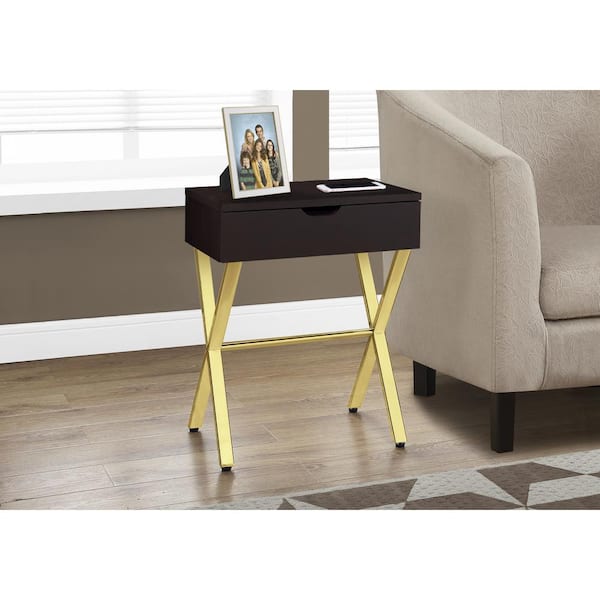 Unbranded Cappuccino Accent Table with Gold Metal