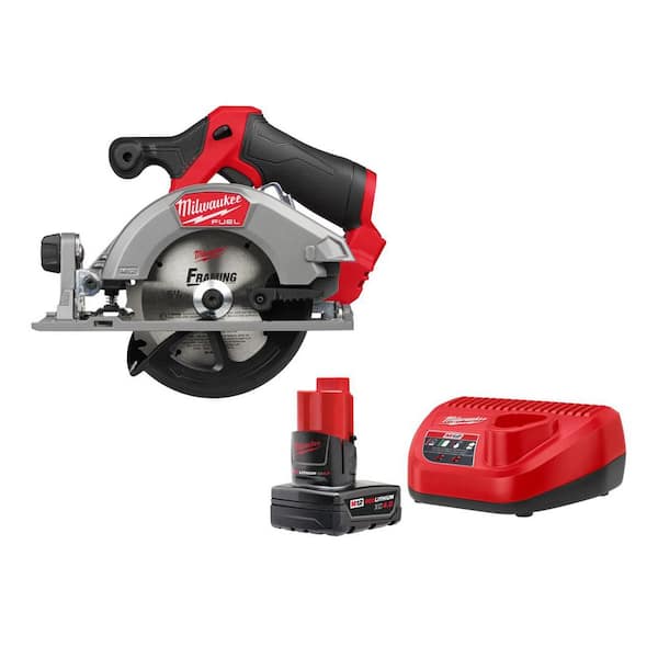 M12 FUEL 12V Lithium-Ion Brushless 5-3/8 in. Cordless Circular Saw, & 4. 0Ah (2-Pack)