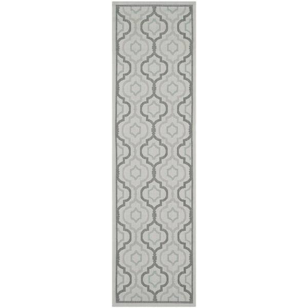 Courtyard Light Gray/Anthracite 2 ft. x 12 ft. Geometric Indoor/Outdoor Patio  Runner Rug
