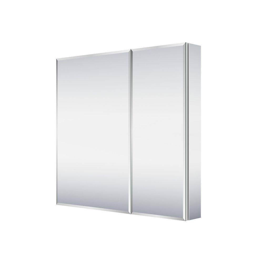 BEV 32 in. W x 30 in. H Rectangular Aluminum Tri-View Modular Medicine Cabinet with Beveled-Edge Mirror, BLUM Soft-Close price history on PriceWatchPro