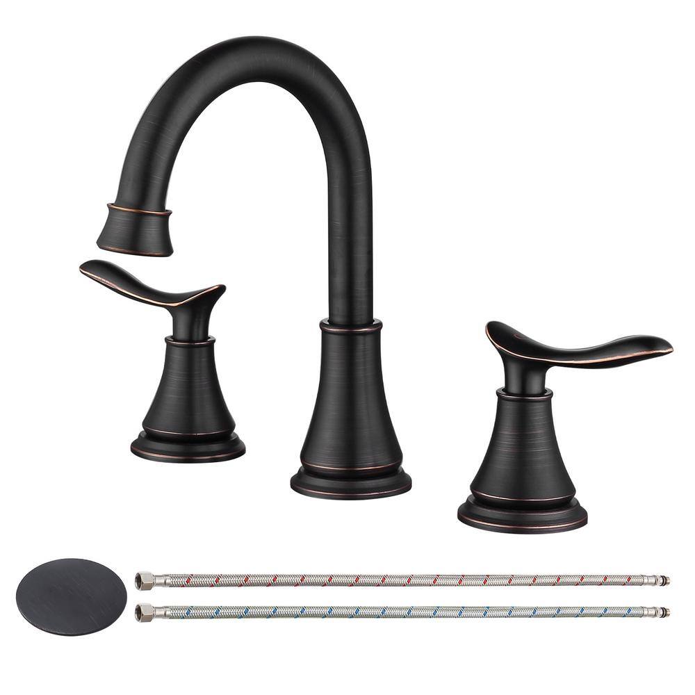 8 in. Widespread 2-Handle Bathroom Faucet With Pop-up Drain Assembly in Oil