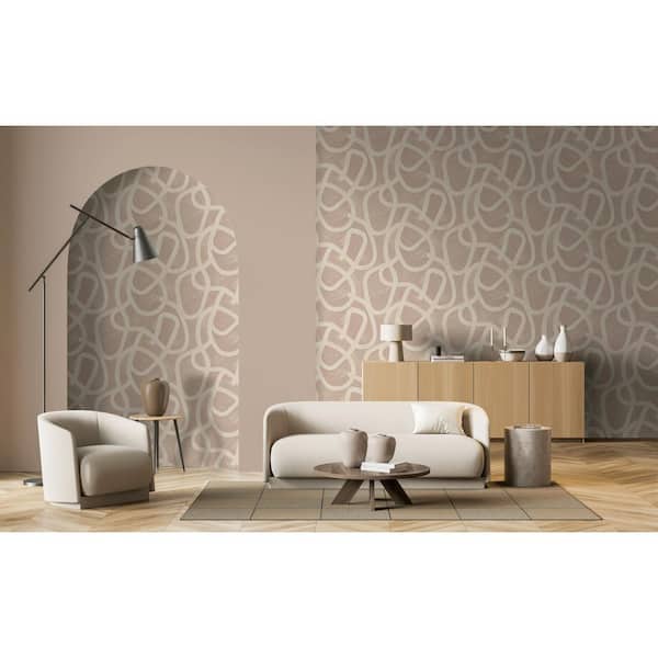 Coral Brushstroke Swirl Geometric Non-Woven Paper Paste the Wall Double Roll Wallpaper