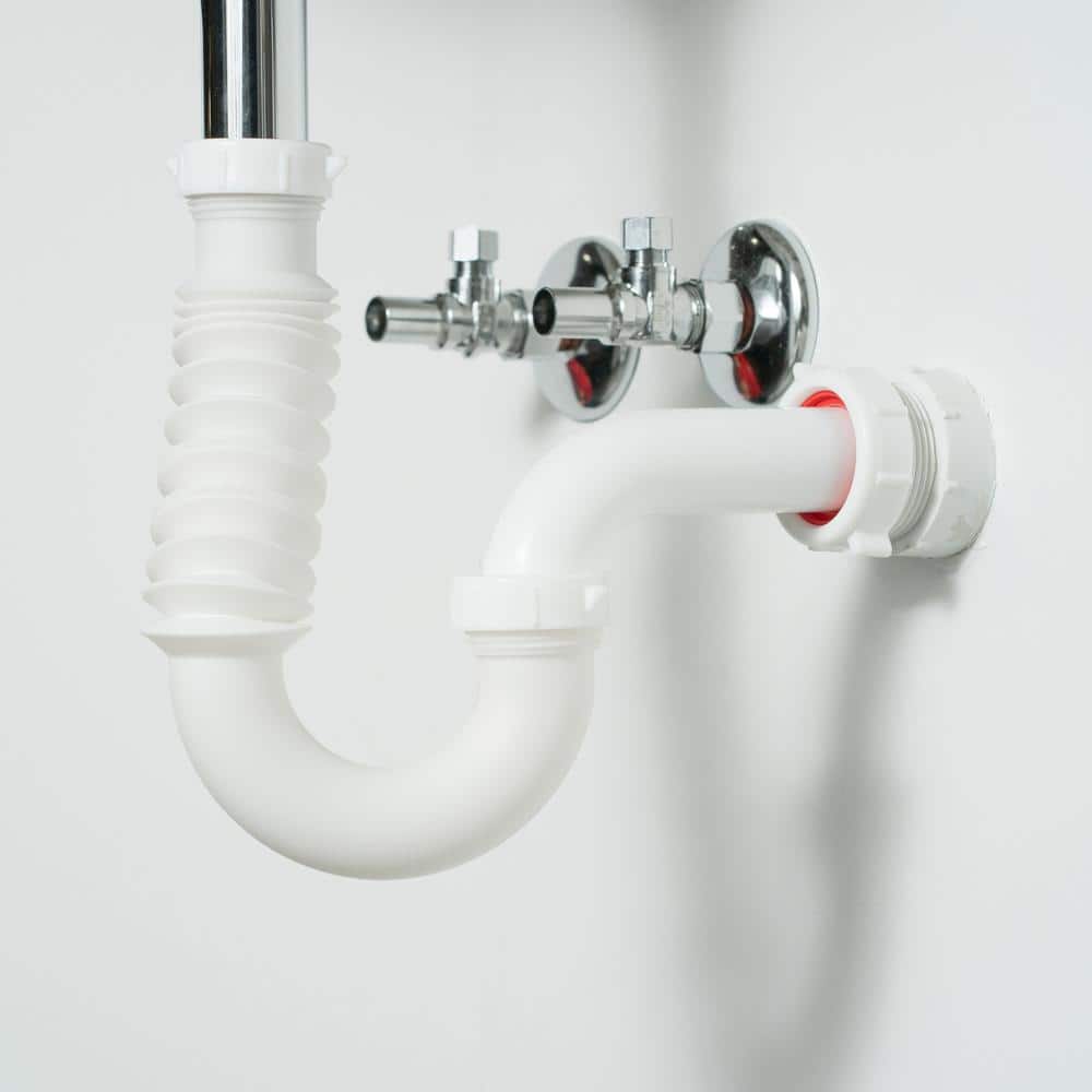 White Polyethylene Flexible P-Trap for Sink Drain