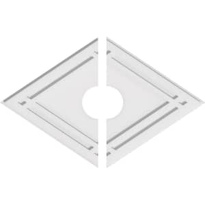 30 in. W x 20 in. H x 5 in. ID x 1 in. P Diamond Architectural Grade PVC Contemporary Ceiling Medallion (2-Piece)