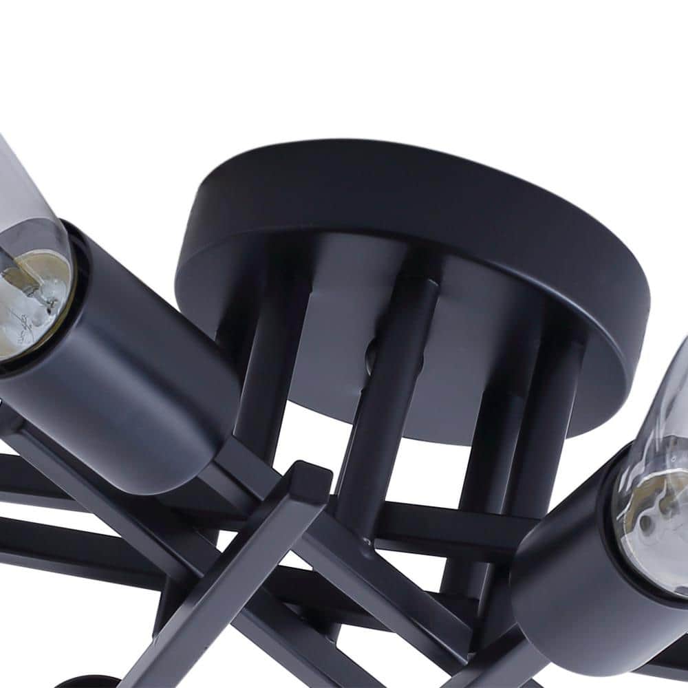 Black 6-Light Semi-Flush Mount Ceiling Fixture with Energy Star