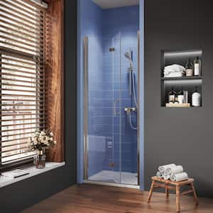 30-31.3 in. W x 72 in. H Frameless Bi-Fold Shower Door in Chrome Clear SGCC Tempered Glass