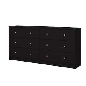 Portland 6-Drawer Double Dresser in Black 26.89 in. H x 56.34 in. W x 12.46 in. D