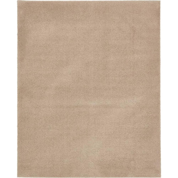 Unique Loom Studio Solid Shag Taupe 8' 0 x 10' 0 Area Rug