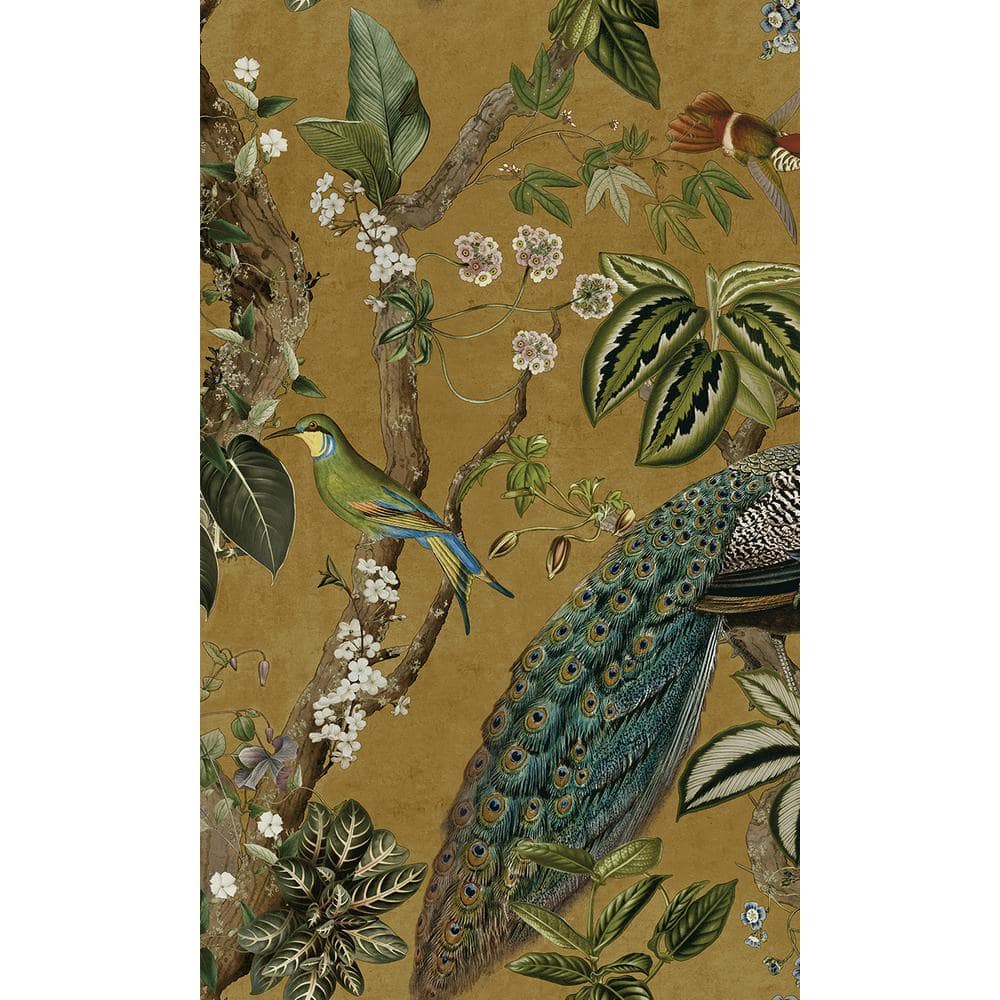 Ochre Climbing Peacock & Climbing Florals Printed Non-Woven Non-Pasted Textured Wallpaper 57 Sq. Ft. price history on PriceWatchPro