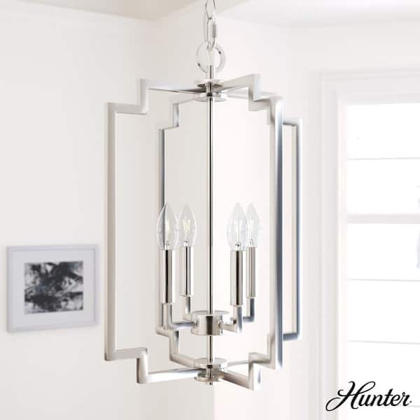 Hunter Zoanne 4-Light Brushed Nickel Island Pendant Light