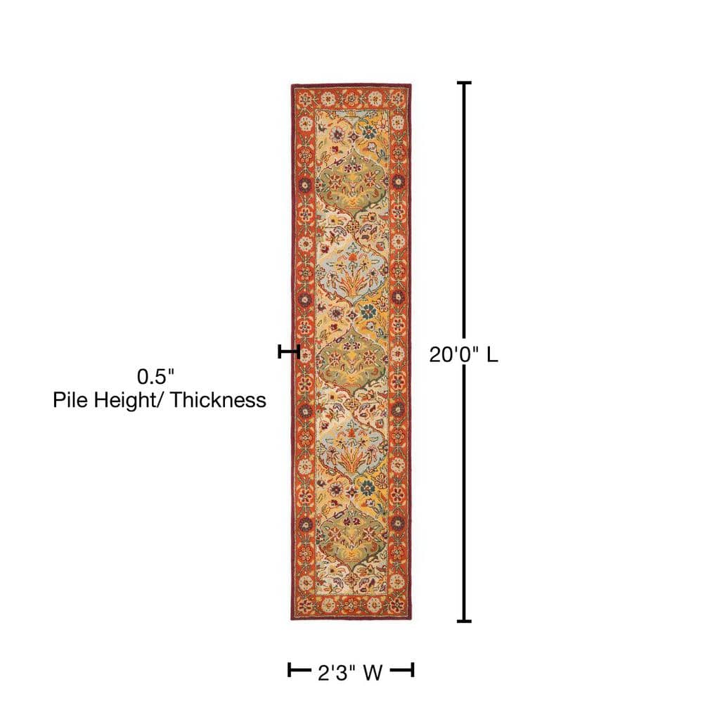 Elegant Multi-Red Hand-Tufted Wool Runner Rug, 2'3" X 20'